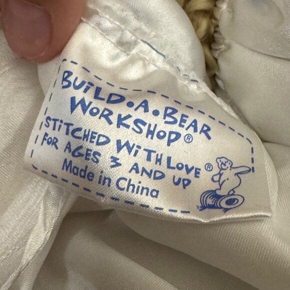 Build-A-Bear Workshop Teddy Bear Plush w/ White Wedding Lace Dress 16” Bow Back - Picture 8 of 14